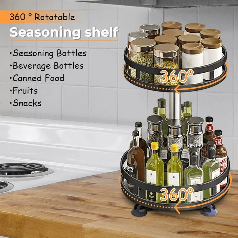 360°Rotation Spice Rack Organizer Kitchen Accessories