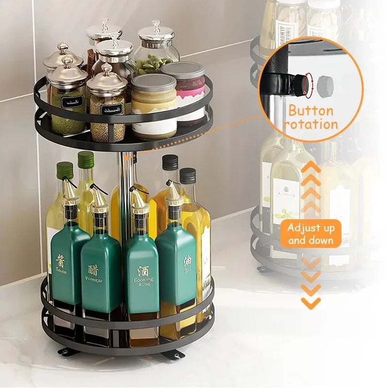 360°Rotation Spice Rack Organizer Kitchen Accessories