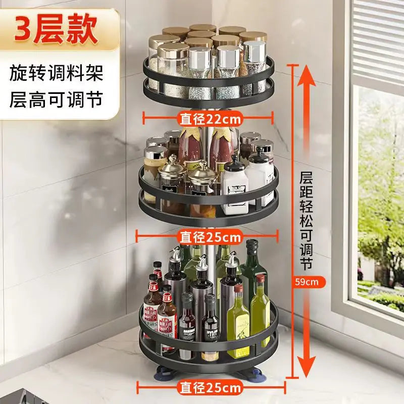 360°Rotation Spice Rack Organizer Kitchen Accessories