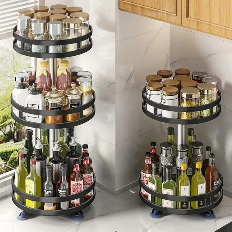 360°Rotation Spice Rack Organizer Kitchen Accessories