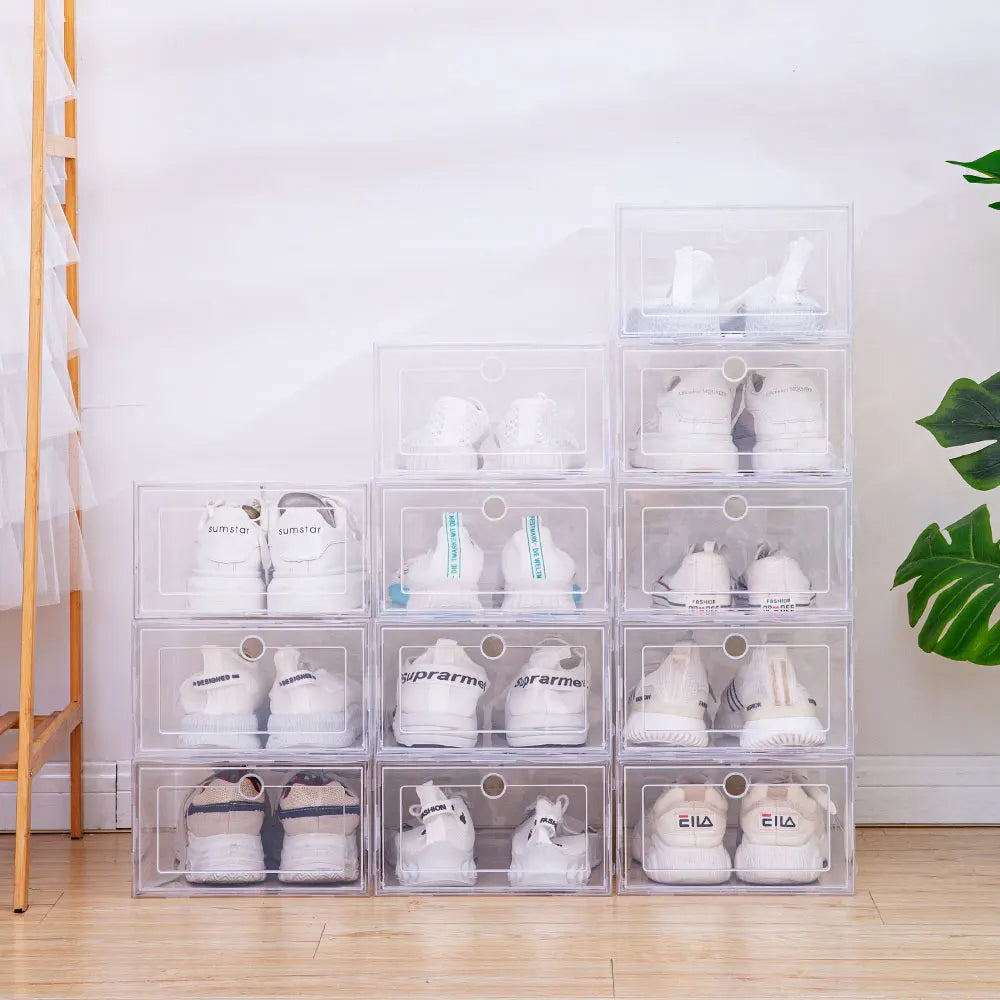 6pcs/set Transparent Plastic Shoes box  Organizer Shoebox