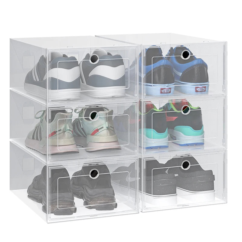 6pcs/set Transparent Plastic Shoes box  Organizer Shoebox