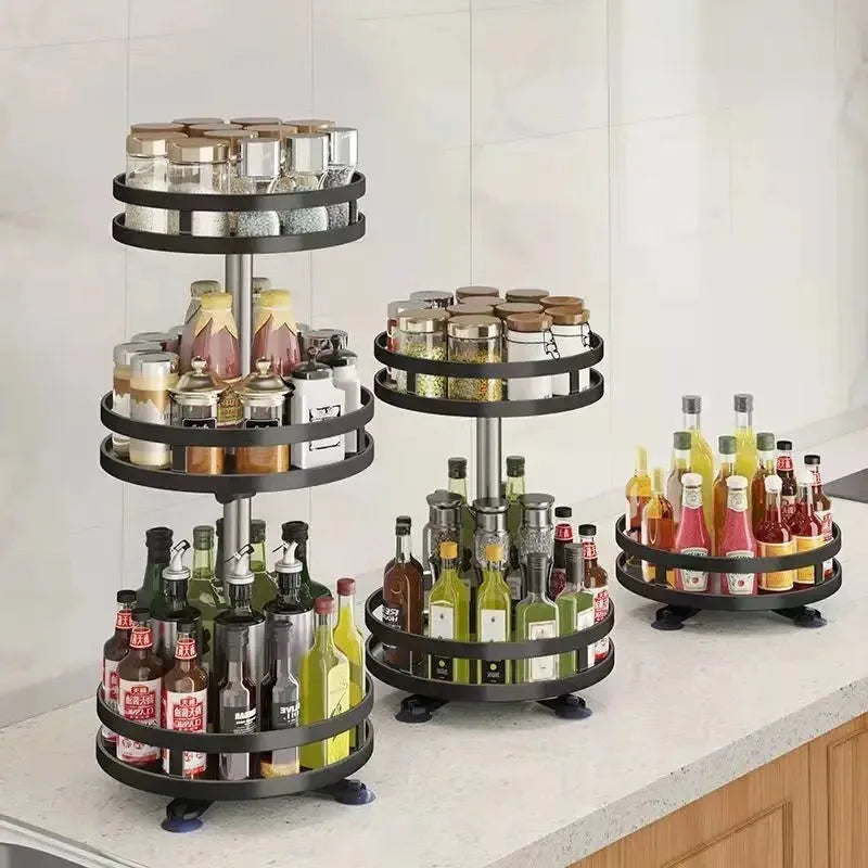 360°Rotation Spice Rack Organizer Kitchen Accessories