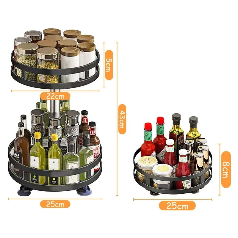 360°Rotation Spice Rack Organizer Kitchen Accessories