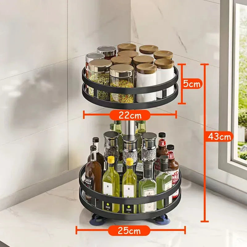 360°Rotation Spice Rack Organizer Kitchen Accessories