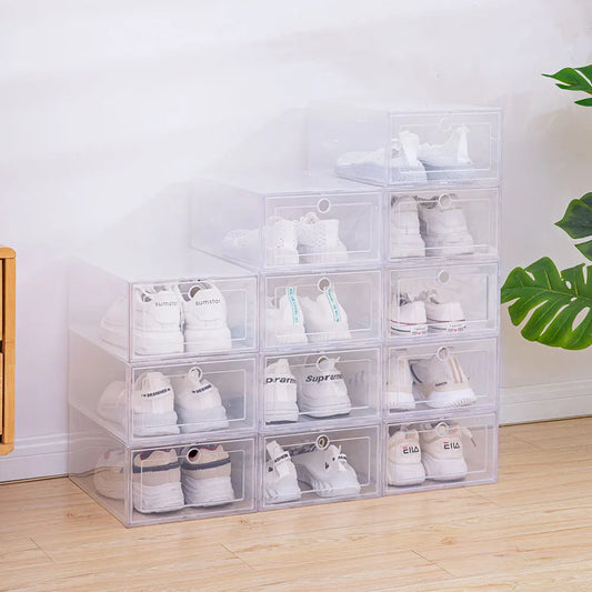 6pcs/set Transparent Plastic Shoes box  Organizer Shoebox